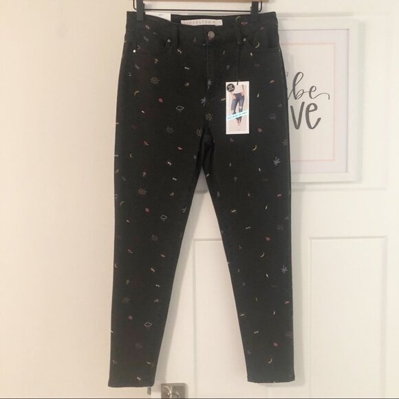 TINSELTOWN Graphic Print Black Skinny Jeans - Picture 2 of 10
